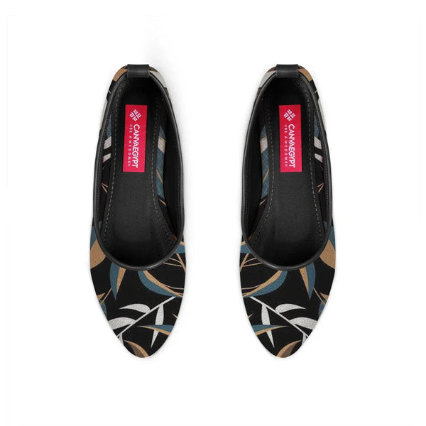 Black Round Toe Shoe Leaves - CANVAEGYPT