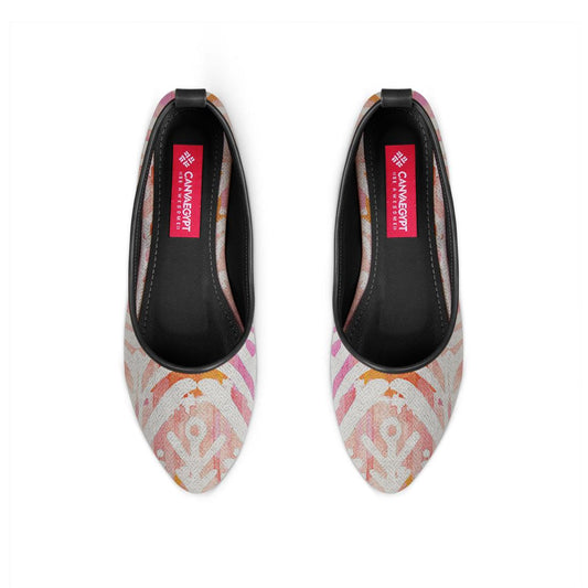 Black Round Toe Shoe Rose Ikat - CANVAEGYPT