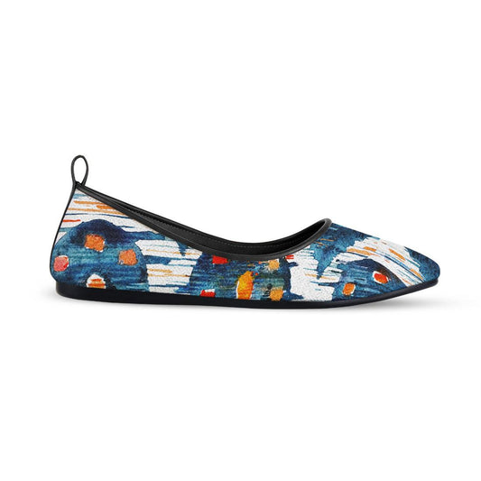 Black Round Toe Shoe Blue circle - CANVAEGYPT