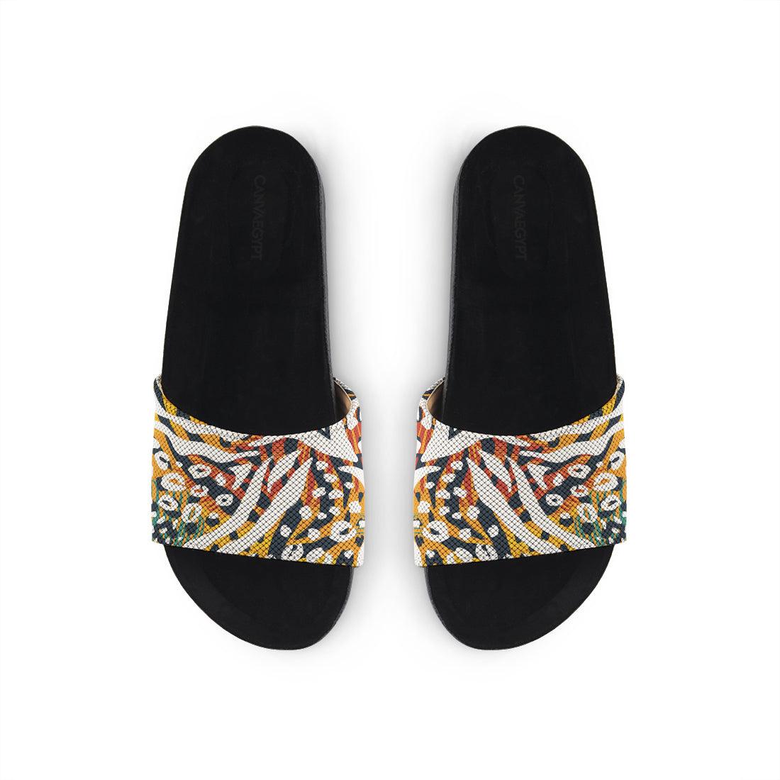 Black Slide Slipper African - CANVAEGYPT