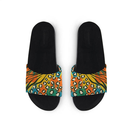 Black Slide Slipper African Colors - CANVAEGYPT