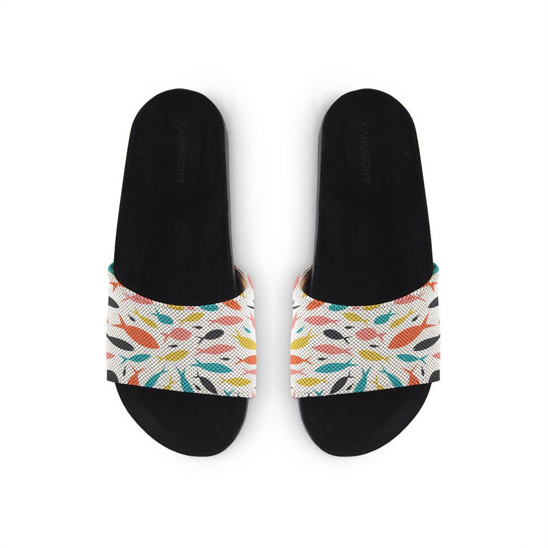 Black Slide Slipper Colorful ocean - CANVAEGYPT