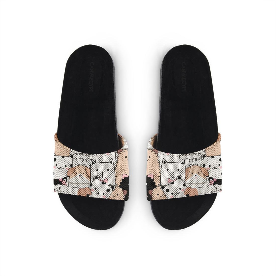 Black Slide Slipper Cute Pets - CANVAEGYPT