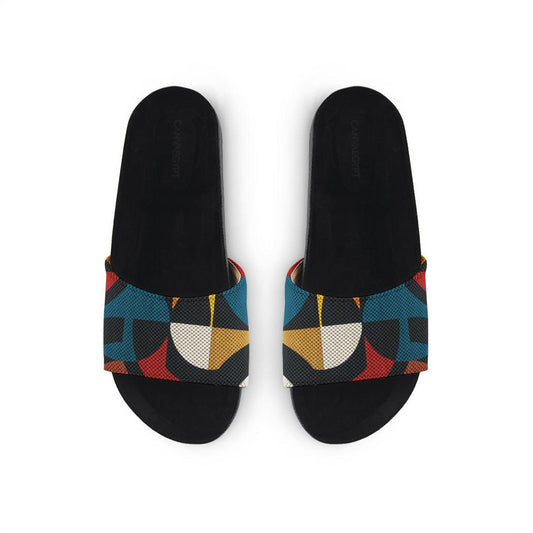 Black Slide Slipper Geo Shapes - CANVAEGYPT