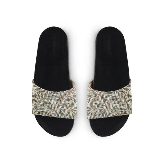 Black Slide Slipper Leafs Art - CANVAEGYPT