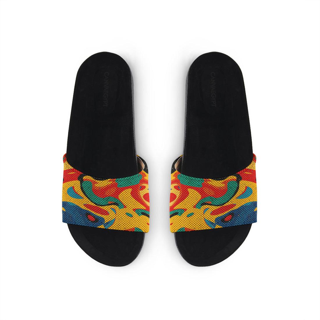 Black Slide Slipper Mixed Colors - CANVAEGYPT