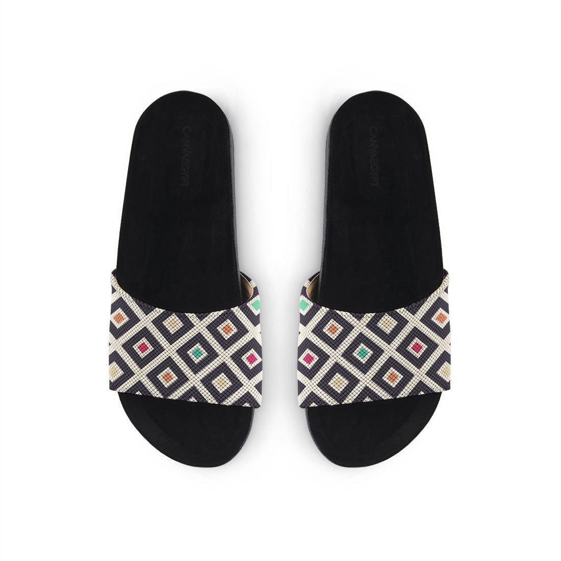 Black Slide Slipper Polygons - CANVAEGYPT