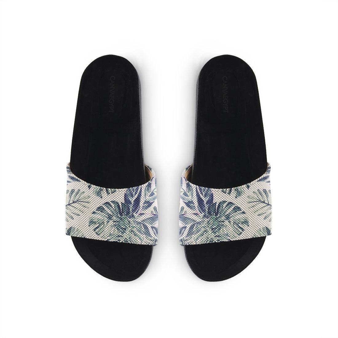 Black Slide Slipper Watercolor tropical - CANVAEGYPT