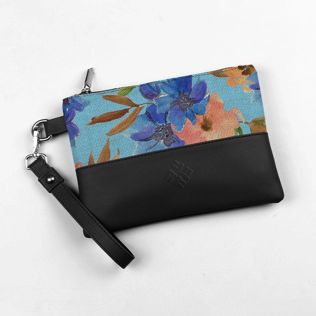 Black Toiletry Pouch Blue Floral - CANVAEGYPT