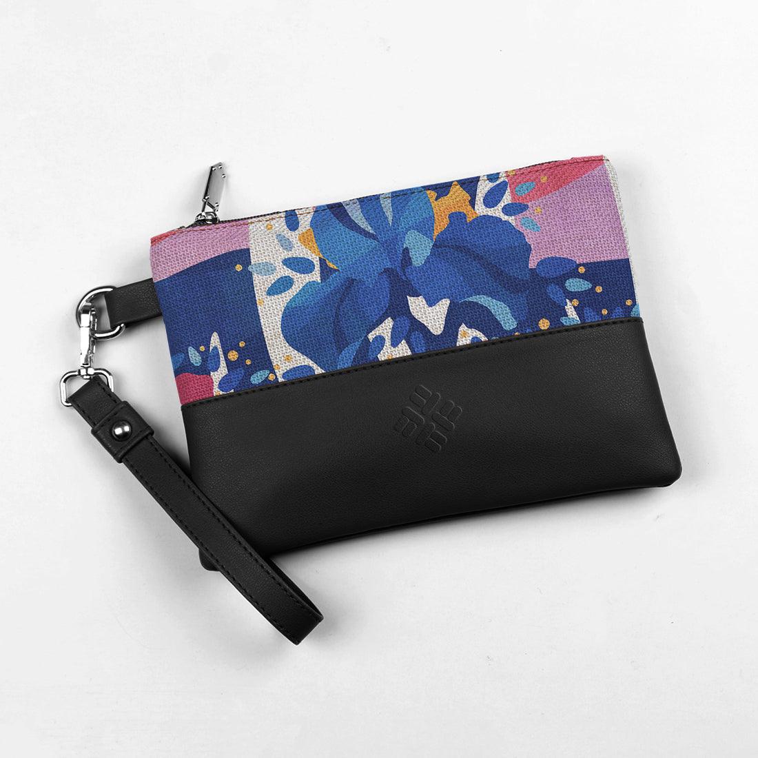 Black Toiletry Pouch Blue Flower - CANVAEGYPT
