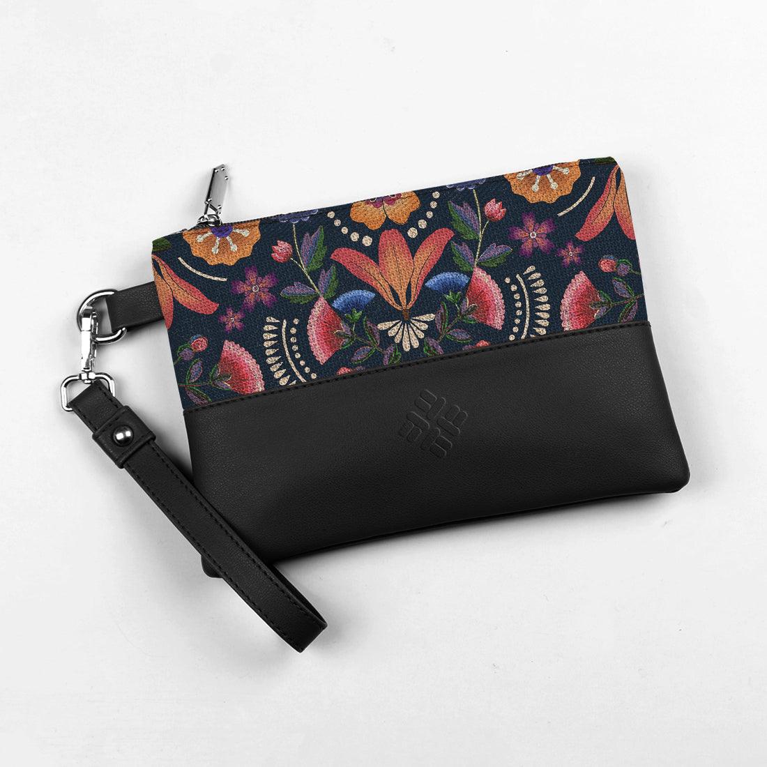 Black Toiletry Pouch Ethnic Flower - CANVAEGYPT