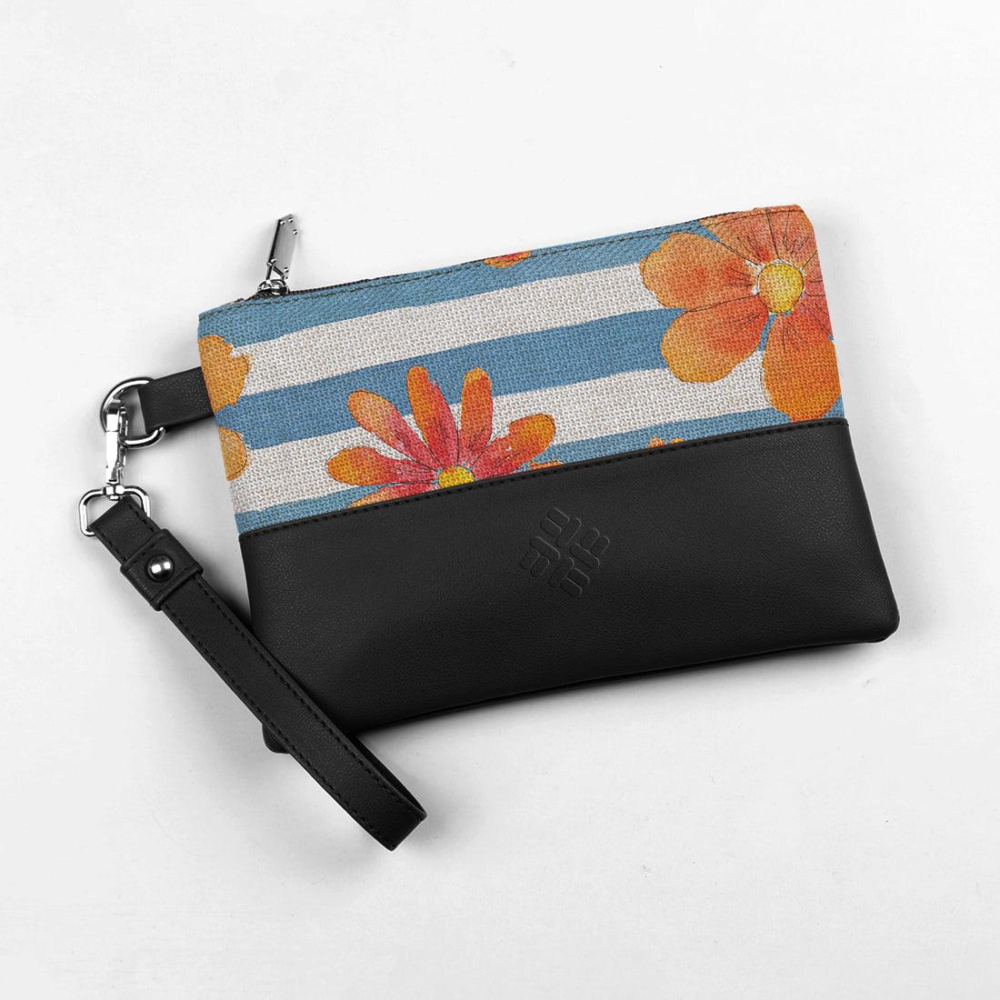 Black Toiletry Pouch Floral Blue - CANVAEGYPT