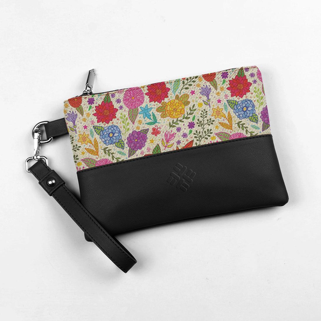 Black Toiletry Pouch Flowers Art - CANVAEGYPT