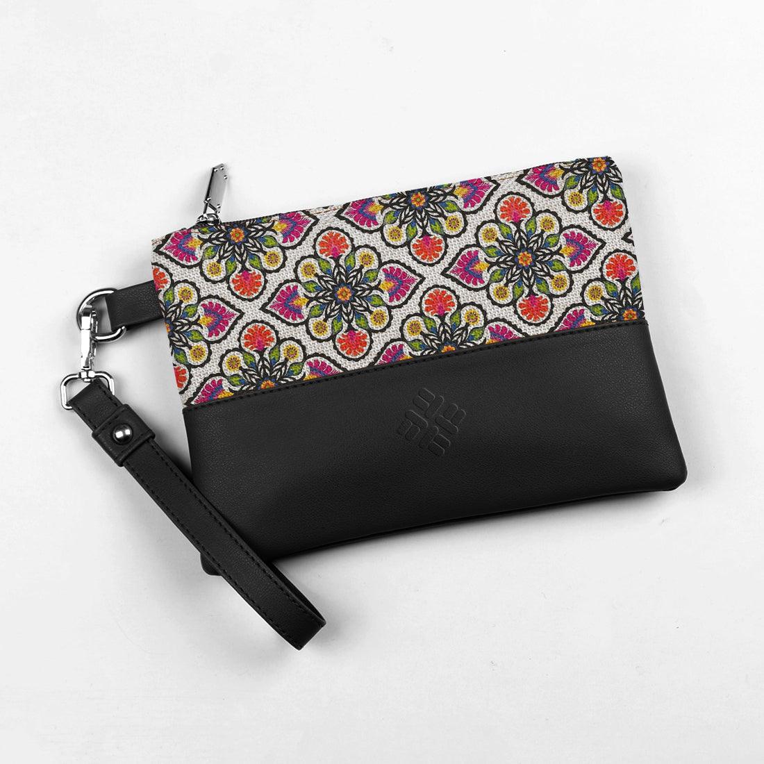 Black Toiletry Pouch Flowers Pattern - CANVAEGYPT