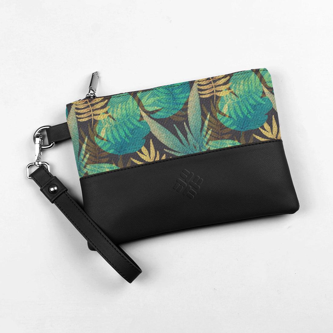 Black Toiletry Pouch Green Leafs - CANVAEGYPT
