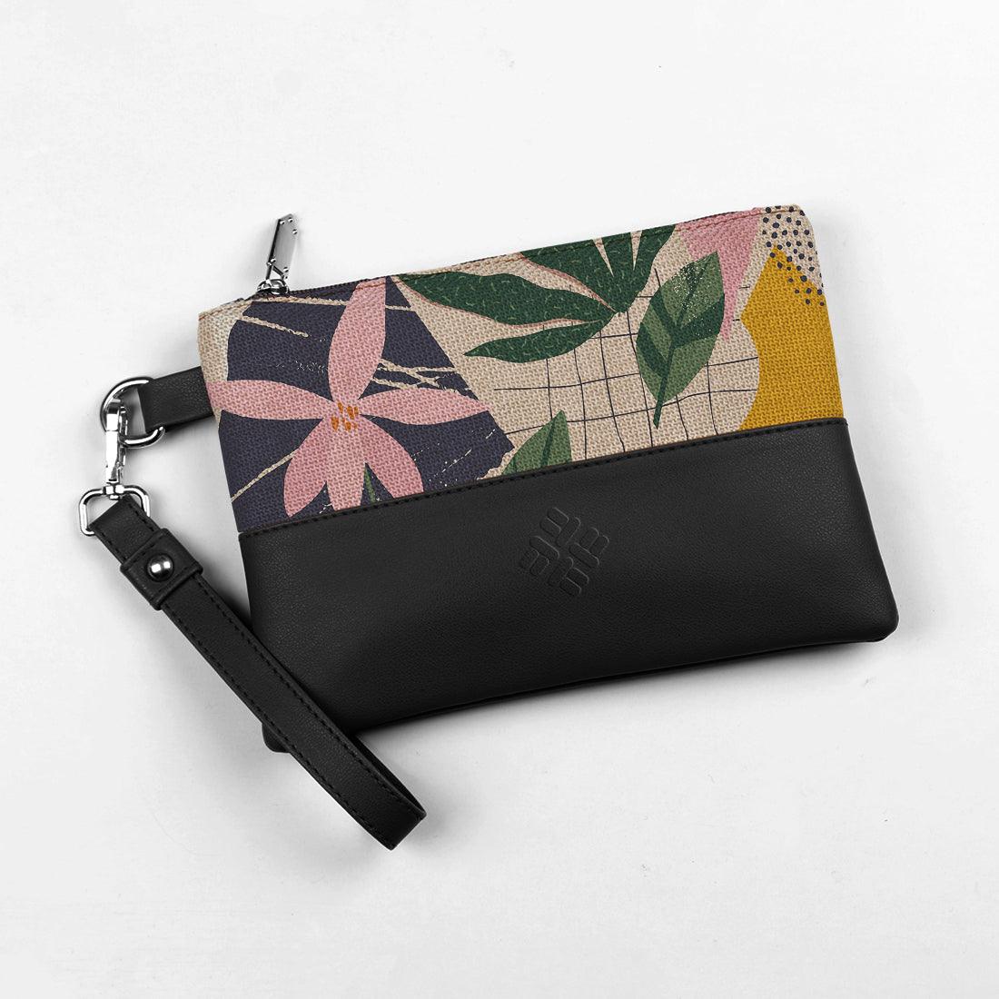 Black Toiletry Pouch Leaf Abstract - CANVAEGYPT
