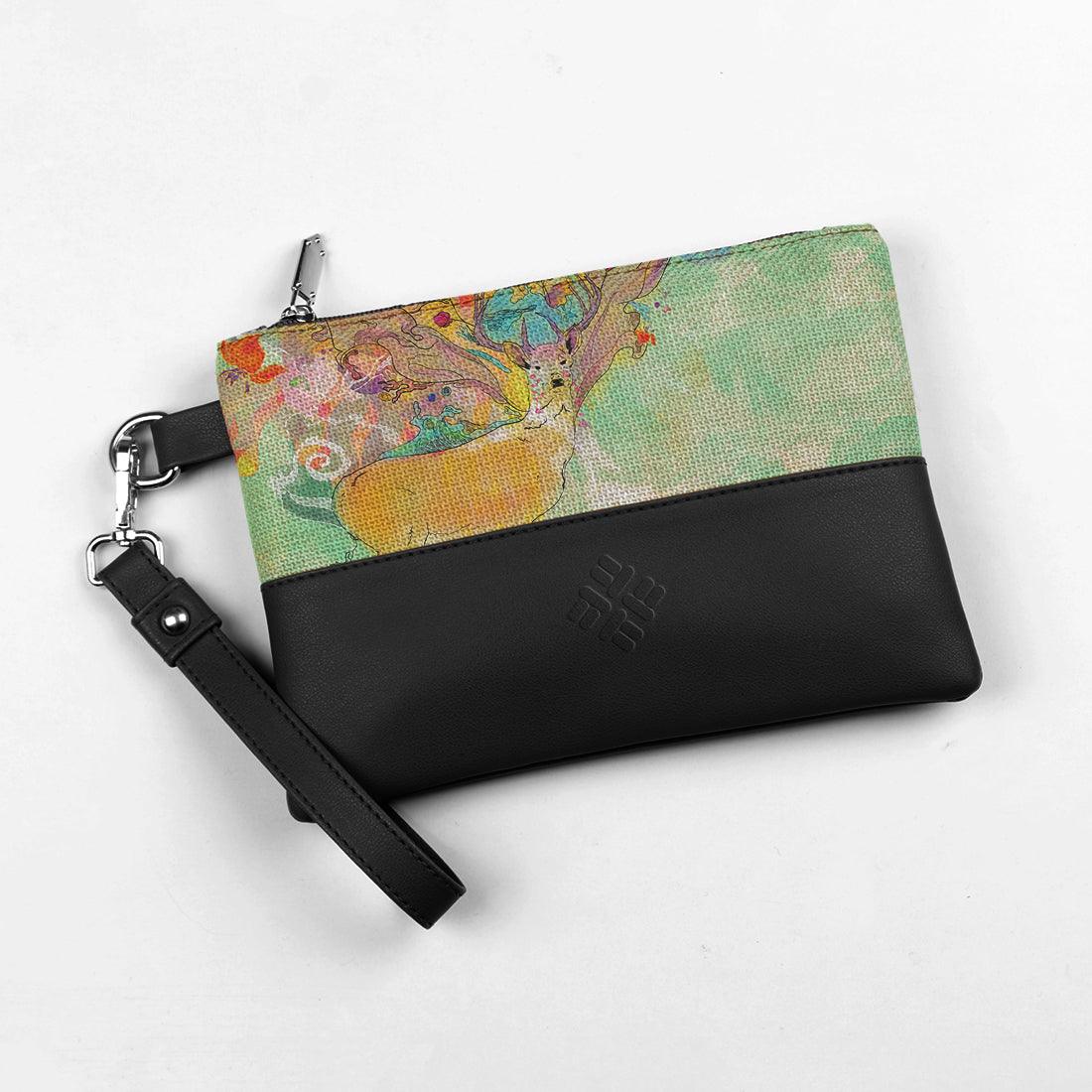 Black Toiletry Pouch Watercolor Deer - CANVAEGYPT