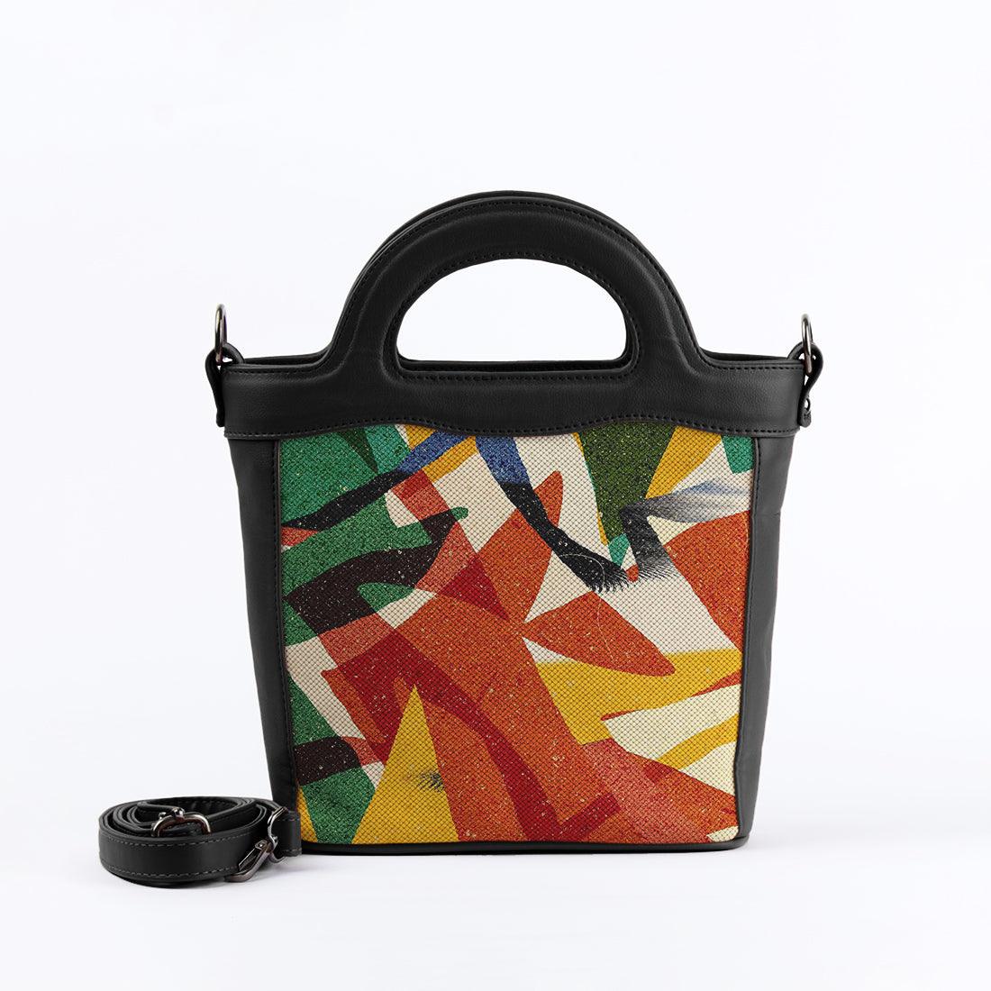 Black Top Handle Handbag Art - CANVAEGYPT
