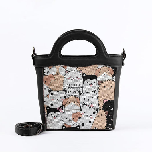 Black Top Handle Handbag Cute Pets - CANVAEGYPT