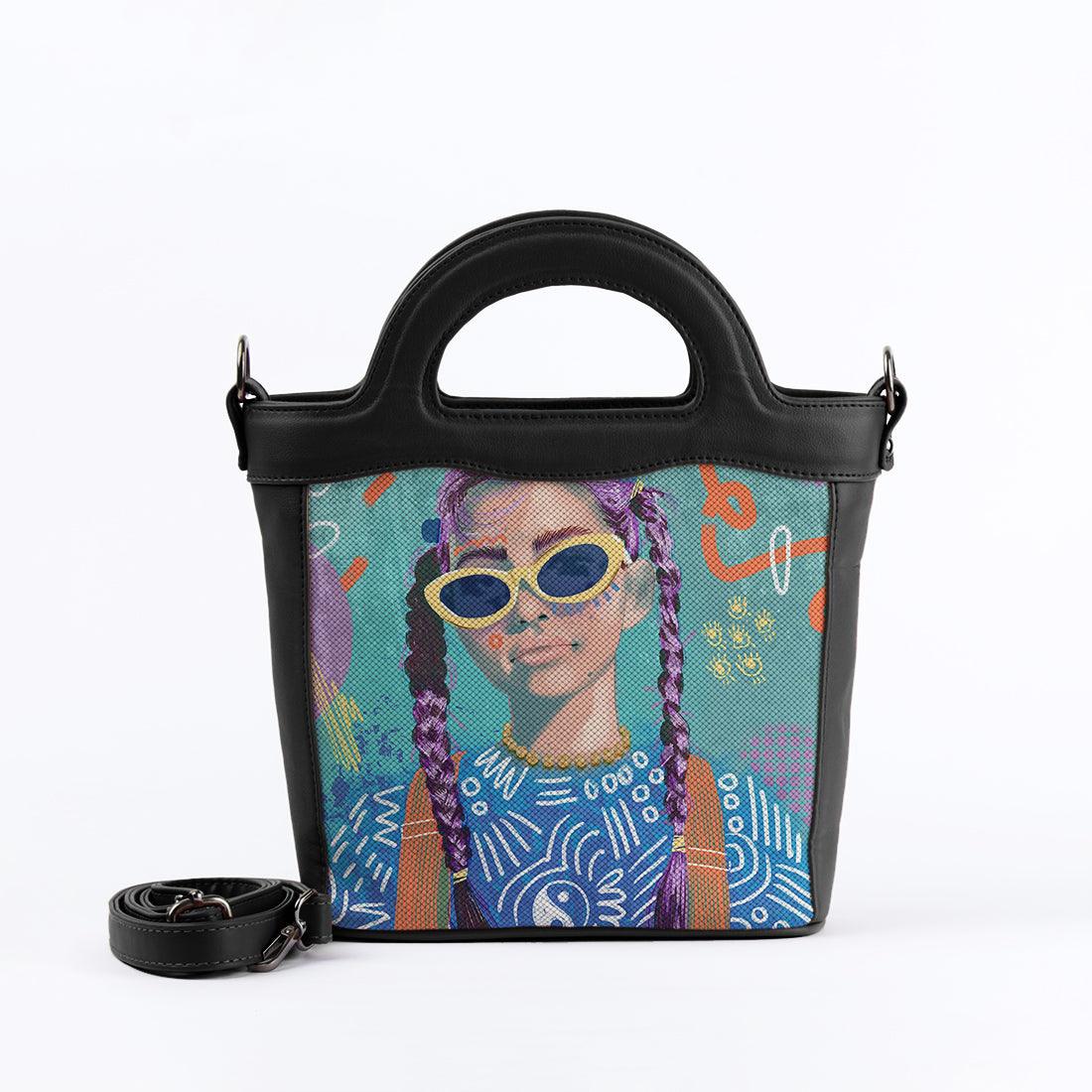 Black Top Handle Handbag Lilac locks - CANVAEGYPT