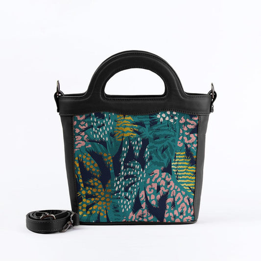 Black Top Handle Handbag Palm Art - CANVAEGYPT