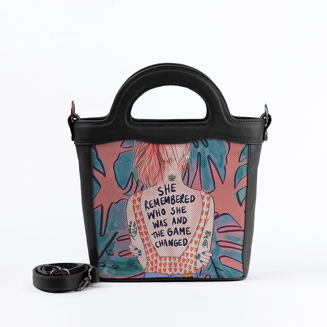 Black Top Handle Handbag She Remembered - CANVAEGYPT