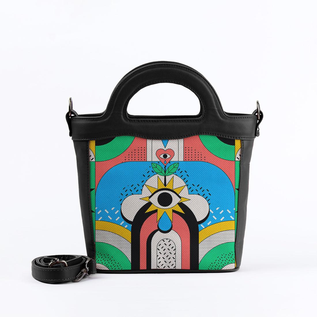 Black Top Handle Handbag Star Eye - CANVAEGYPT