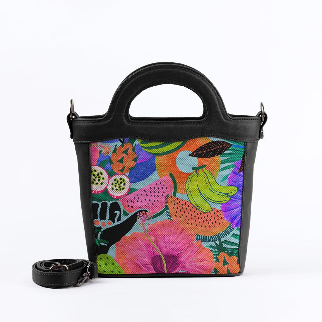 Black Top Handle Handbag Summer Pattern - CANVAEGYPT