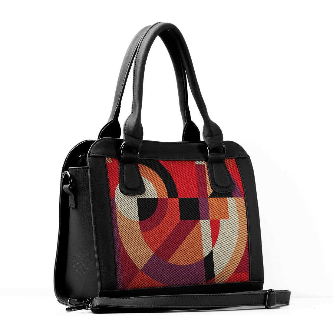 Black Travel Hobo Bag Geometric