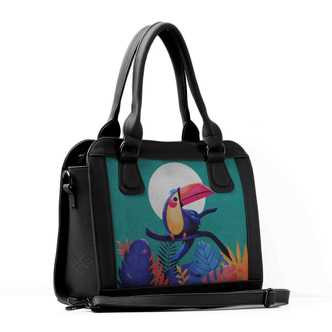 Black Travel Hobo Bag Tropical Bird - CANVAEGYPT