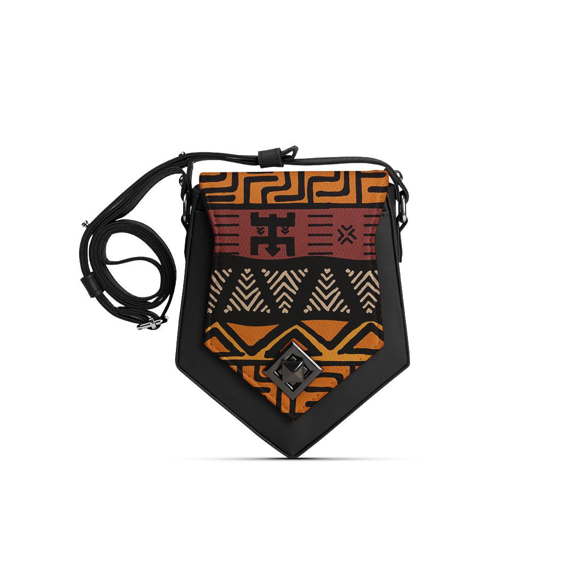 Black Triangles Crossbag African Pattern - CANVAEGYPT
