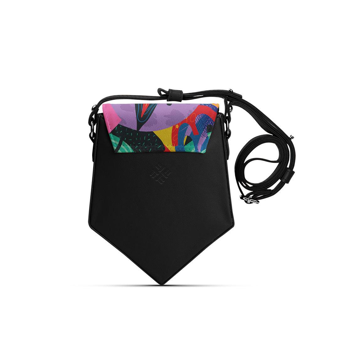 Black Triangles Crossbag Colored Flowers - CANVAEGYPT