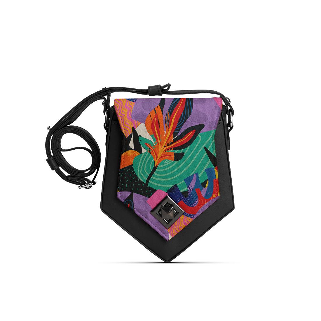 Black Triangles Crossbag Colored Flowers - CANVAEGYPT