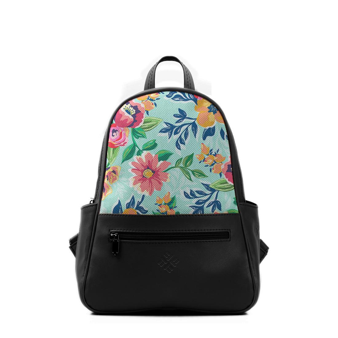 Black Vivid Backpack Cyan Floral - CANVAEGYPT