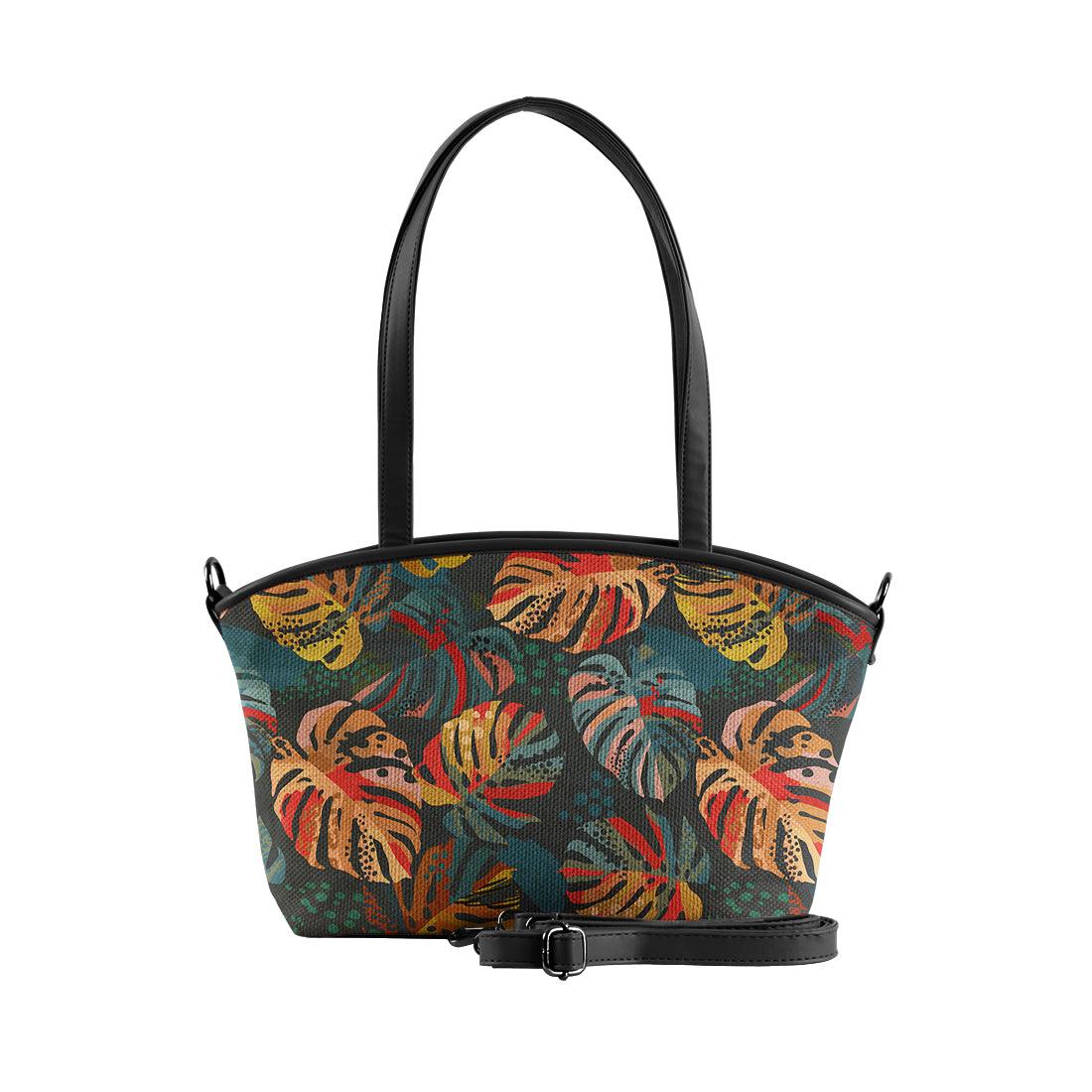Black Wide Tote Bag Big Leafs - CANVAEGYPT