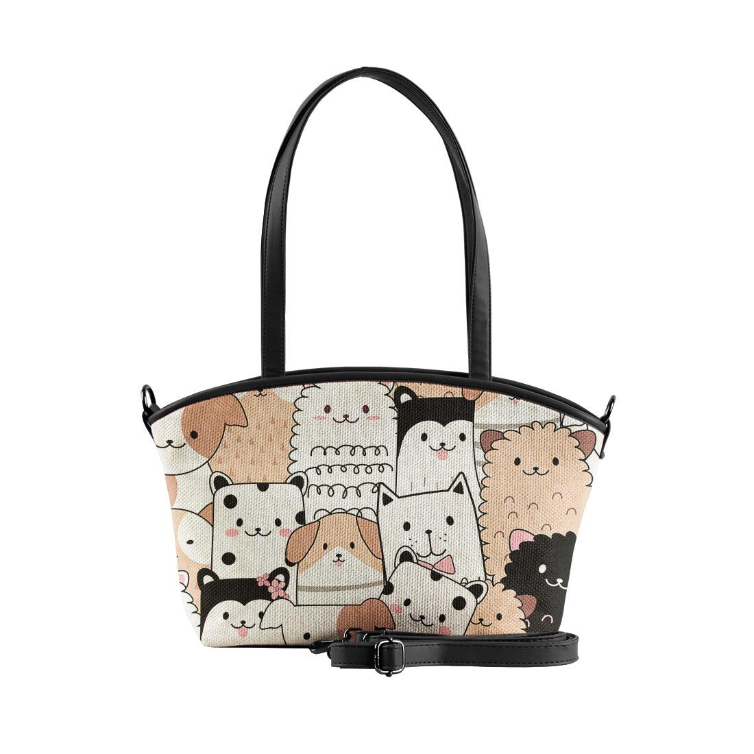 Black Wide Tote Bag Cute Pets - CANVAEGYPT