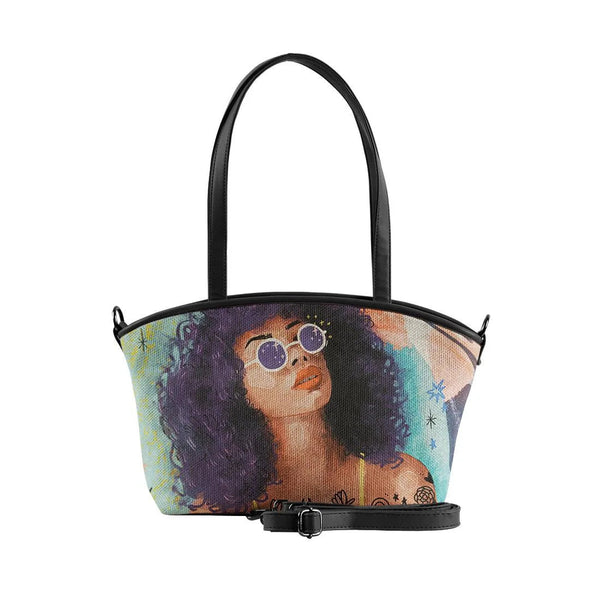 Black Wide Tote Bag Flamingo Queen - CANVAEGYPT