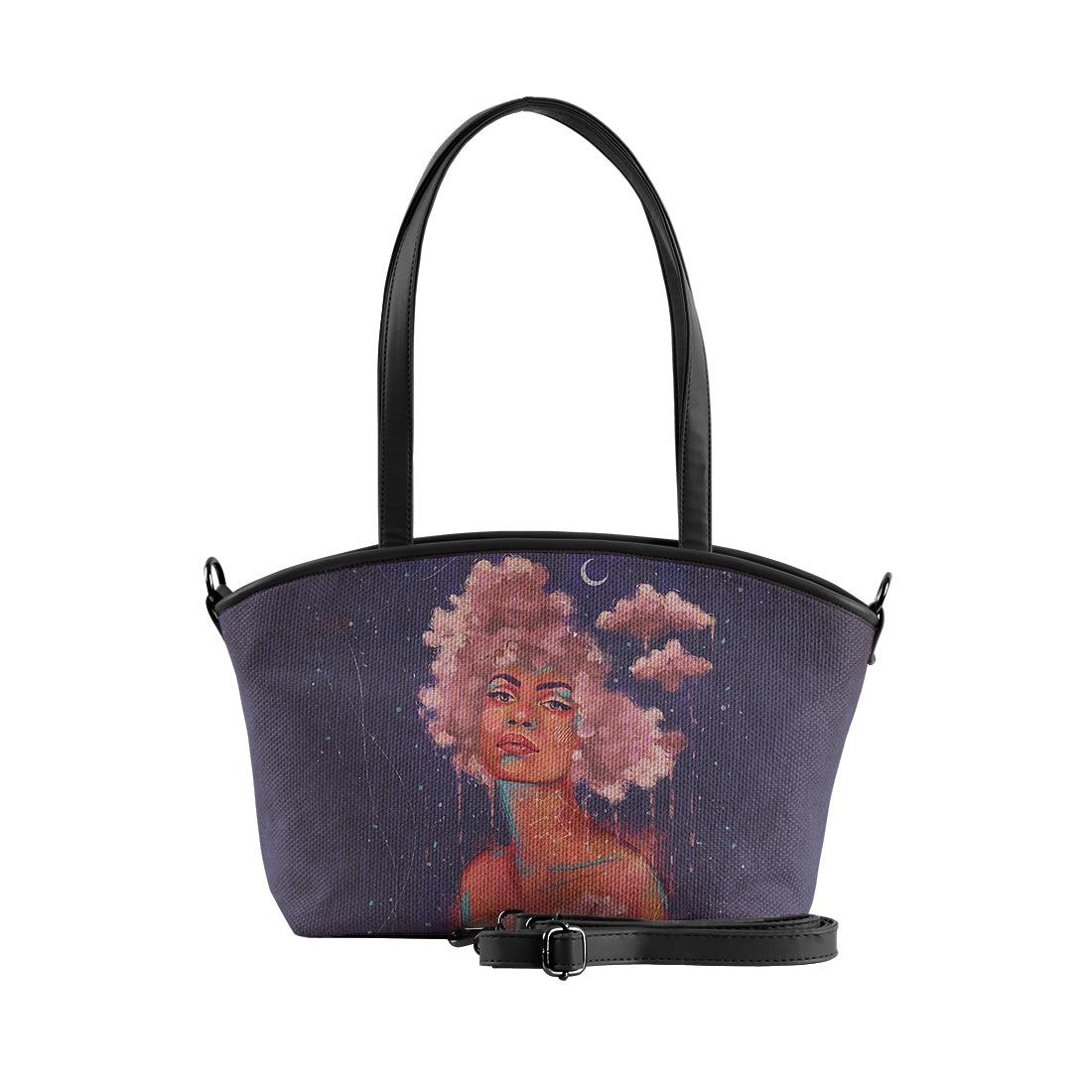 Black Wide Tote Bag Head in the clouds - CANVAEGYPT