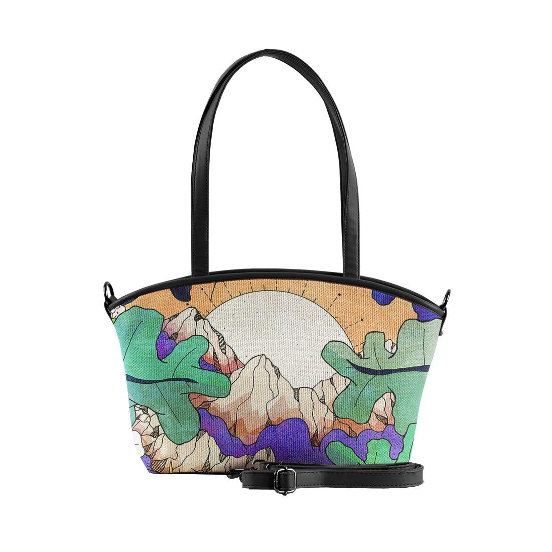 Black Wide Tote Bag Jungle mountains - CANVAEGYPT