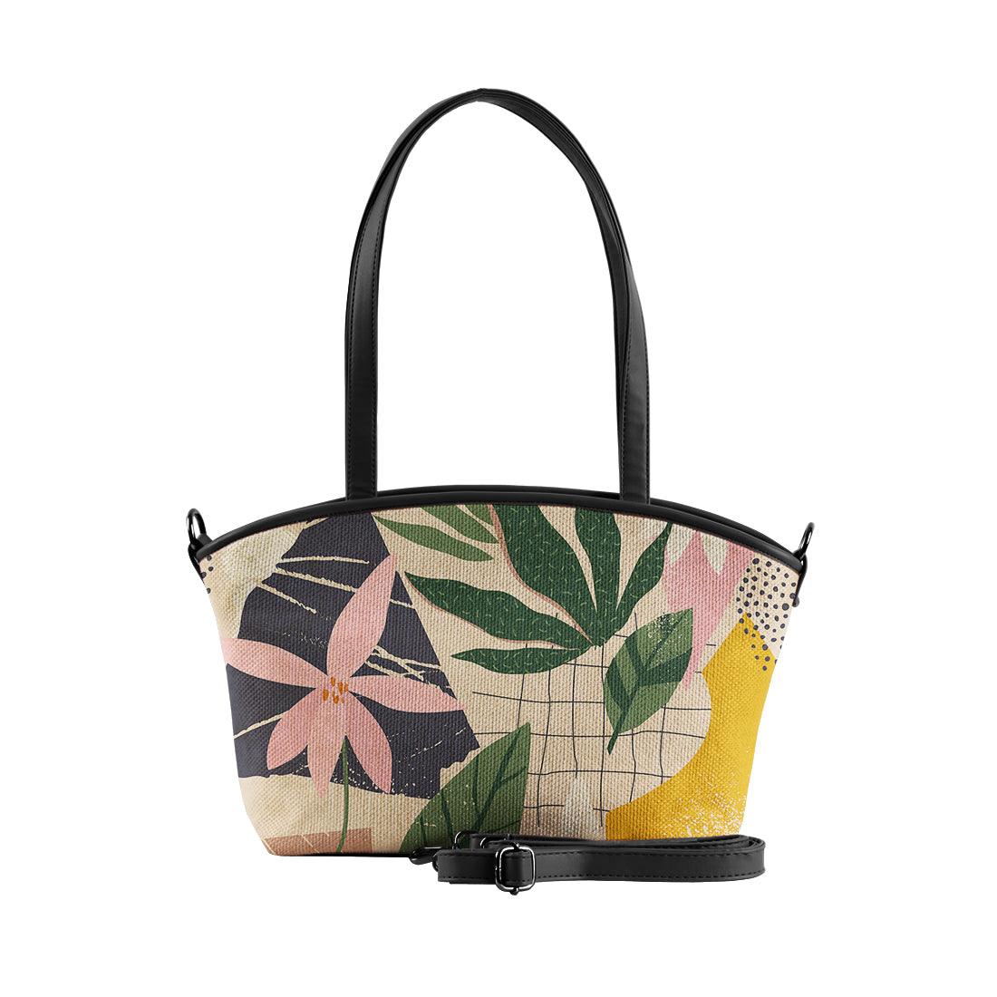 Black Wide Tote Bag Leafs - CANVAEGYPT