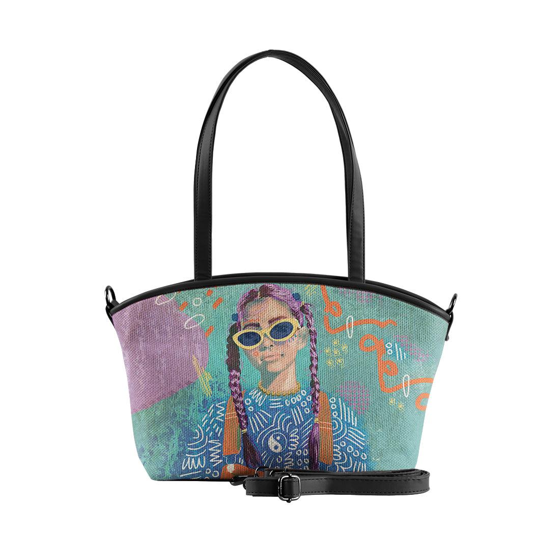 Black Wide Tote Bag Lilac locks - CANVAEGYPT
