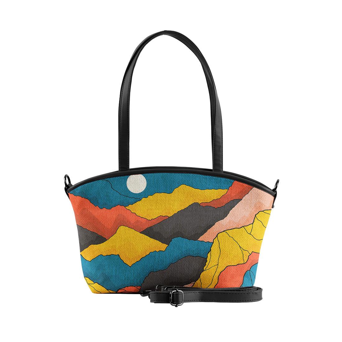 Black Wide Tote Bag Mountain fields - CANVAEGYPT