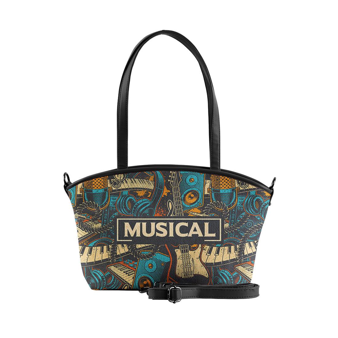Black Wide Tote Bag Musical - CANVAEGYPT