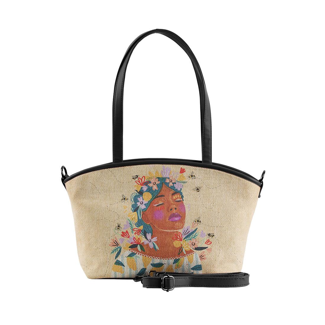 Black Wide Tote Bag Save the bees - CANVAEGYPT