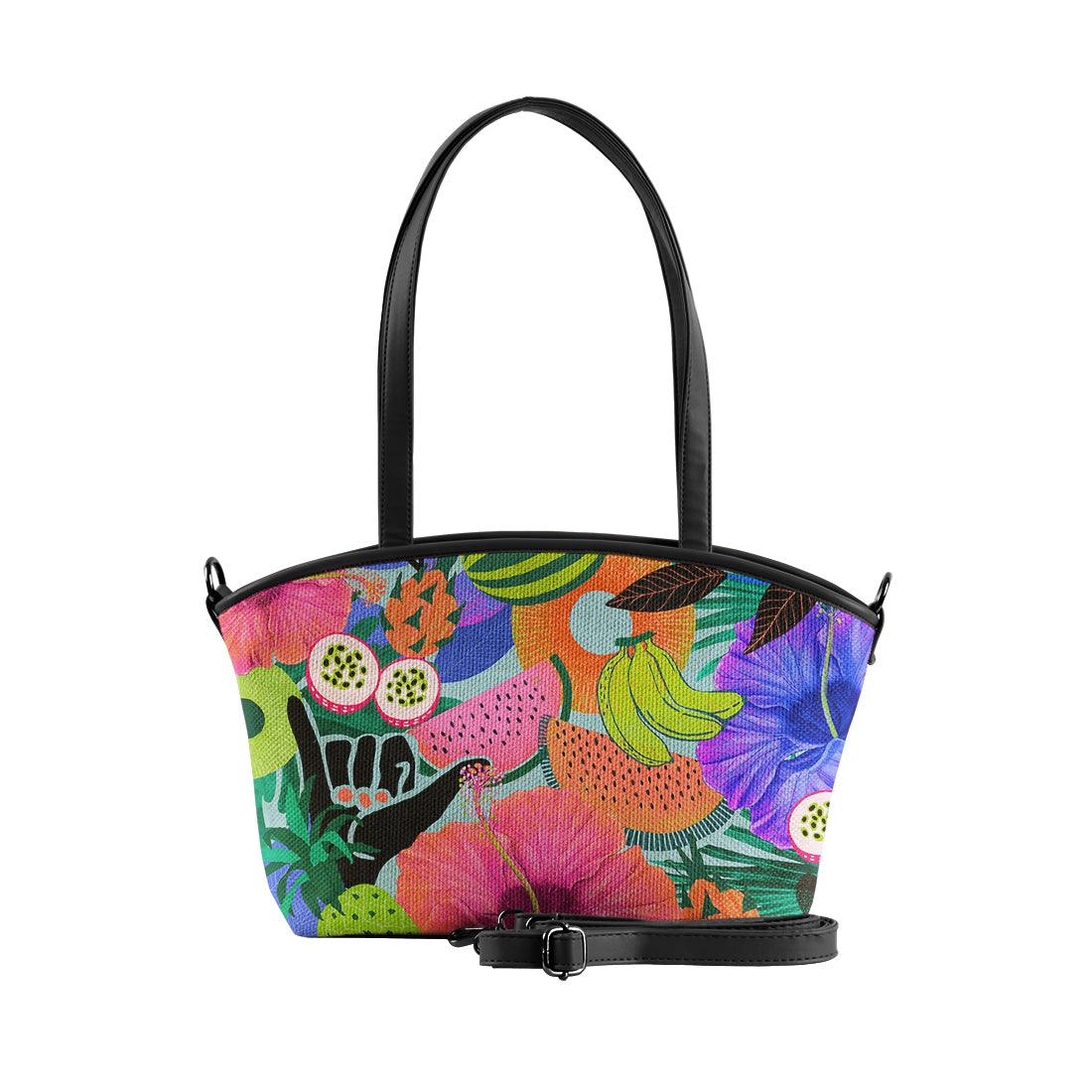 Black Wide Tote Bag Summer Pattern - CANVAEGYPT