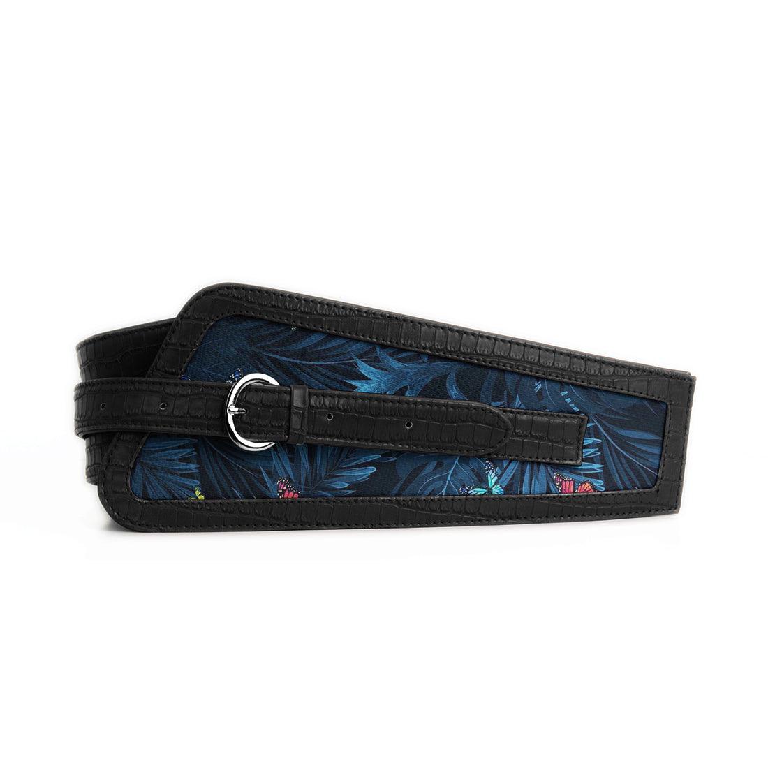 Black Women's Belt Blue Garden - CANVAEGYPT