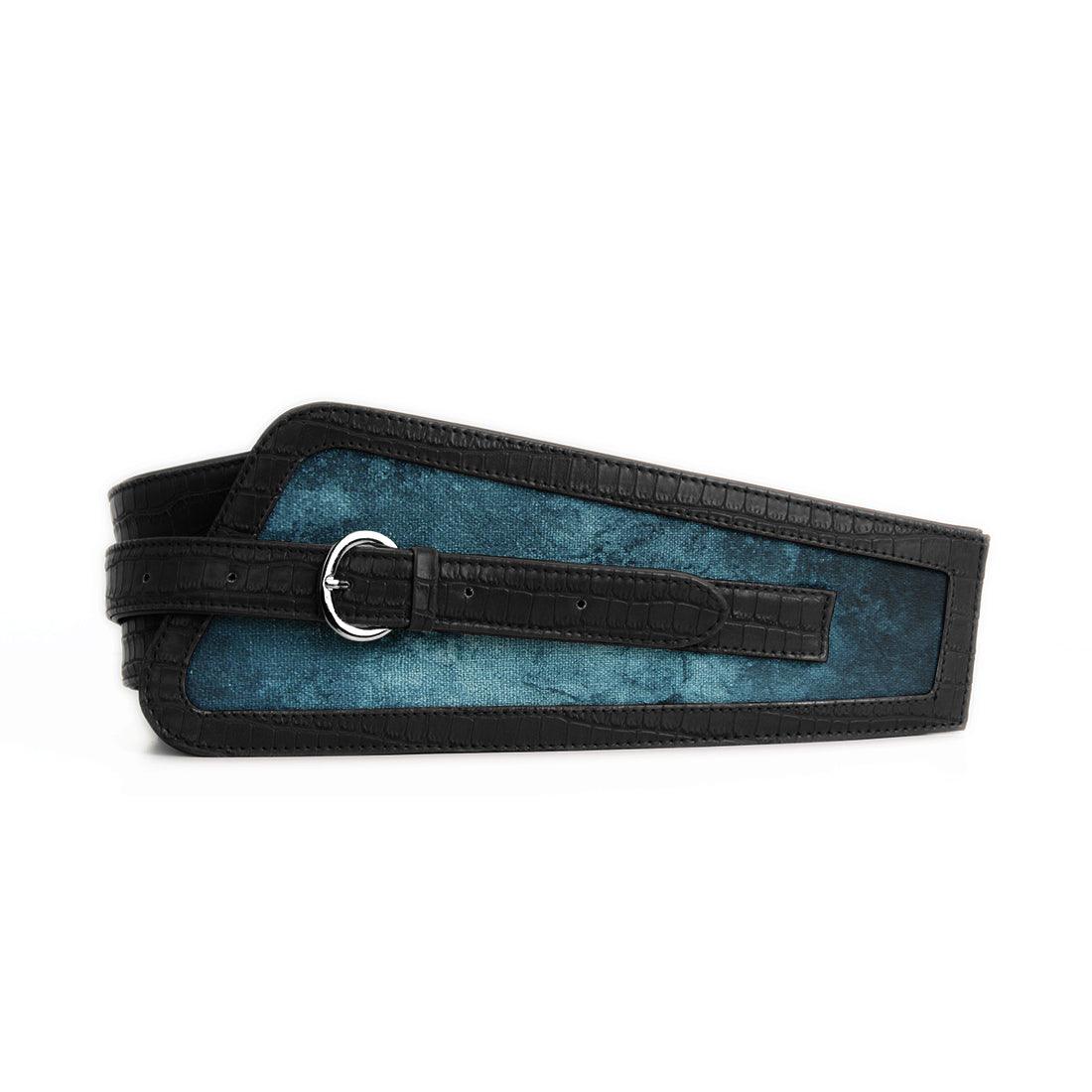Black Women's Belt Blue Texture - CANVAEGYPT