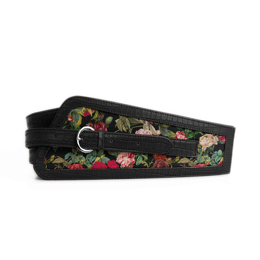 Black Women's Belt Red Roses - CANVAEGYPT