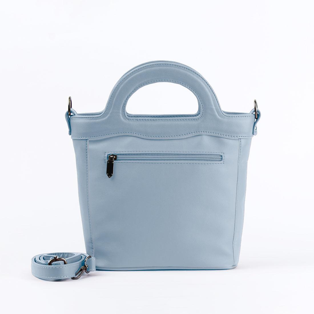 Blue Top Handle Handbag Floral - CANVAEGYPT