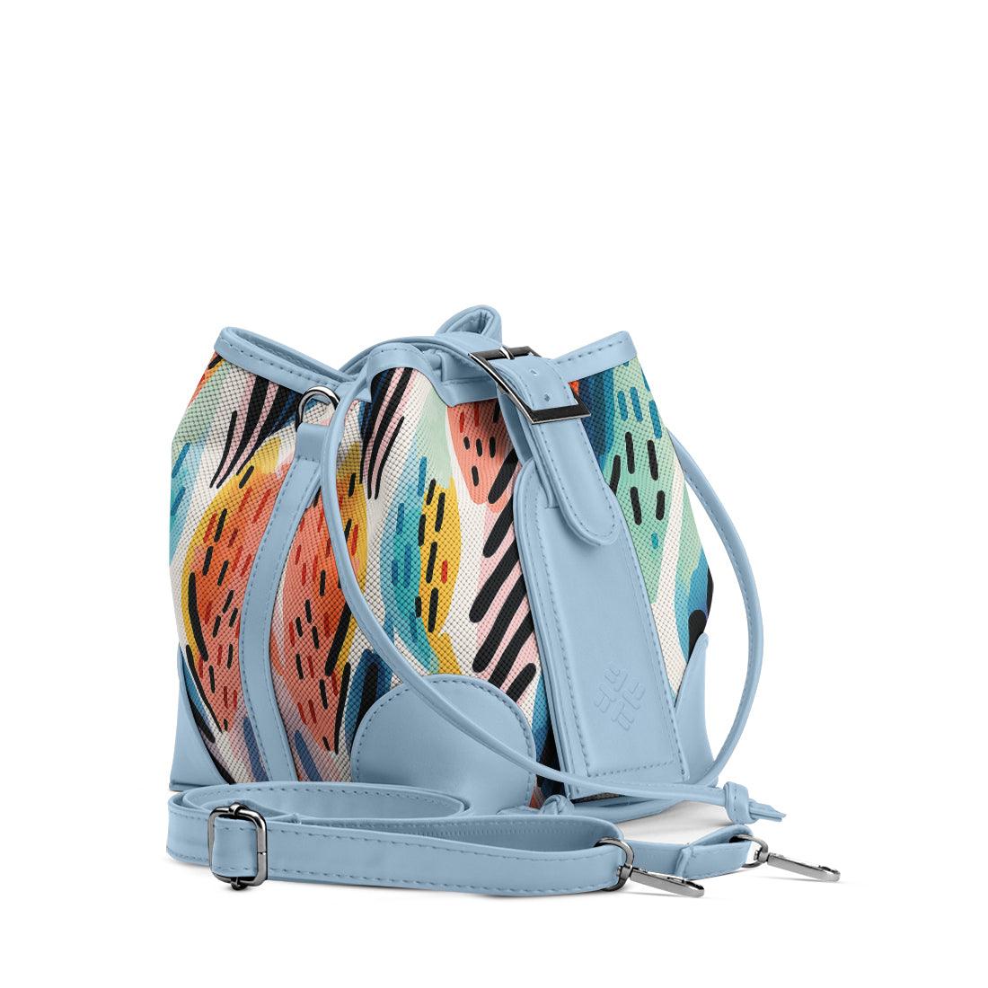 Blue Bucket Bags Drawen Leafs - CANVAEGYPT